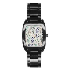 Dark Tone Plant Pattern Stainless Steel Barrel Watch by Vaneshart