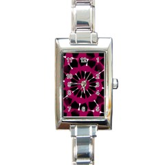 Pink And Black Seamless Pattern Rectangle Italian Charm Watch by Vaneshart