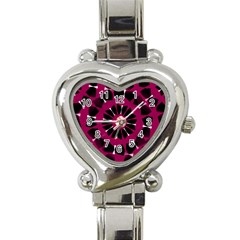 Pink And Black Seamless Pattern Heart Italian Charm Watch by Vaneshart