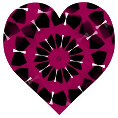 Pink And Black Seamless Pattern Wooden Puzzle Heart