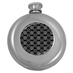 Black And White Pattern Round Hip Flask (5 Oz)