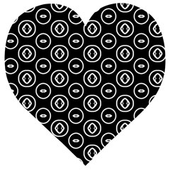 Black And White Pattern Wooden Puzzle Heart