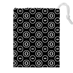 Black And White Pattern Drawstring Pouch (4xl) by Vaneshart