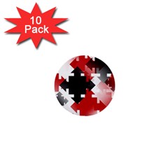 Black And Red Multi Direction 1  Mini Buttons (10 Pack)  by Vaneshart