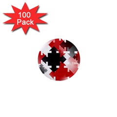 Black And Red Multi Direction 1  Mini Magnets (100 Pack)  by Vaneshart