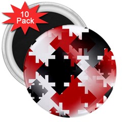 Black And Red Multi Direction 3  Magnets (10 Pack)  by Vaneshart