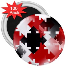 Black And Red Multi Direction 3  Magnets (100 Pack) by Vaneshart