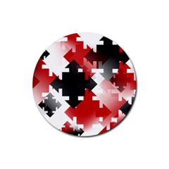 Black And Red Multi Direction Rubber Coaster (round)  by Vaneshart