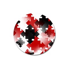 Black And Red Multi Direction Magnet 3  (round) by Vaneshart