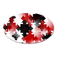 Black And Red Multi Direction Oval Magnet by Vaneshart