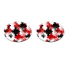 Black And Red Multi Direction Cufflinks (oval) by Vaneshart