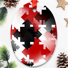 Black And Red Multi Direction Oval Ornament (two Sides) by Vaneshart