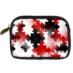 Black And Red Multi Direction Digital Camera Leather Case by Vaneshart