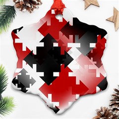 Black And Red Multi Direction Snowflake Ornament (two Sides) by Vaneshart