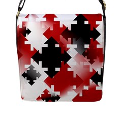 Black And Red Multi Direction Flap Closure Messenger Bag (l) by Vaneshart