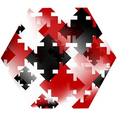 Black And Red Multi Direction Wooden Puzzle Hexagon