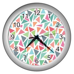 Colorful Triangle Vector Pattern Wall Clock (silver) by Vaneshart