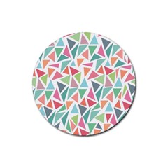 Colorful Triangle Vector Pattern Rubber Coaster (round)  by Vaneshart