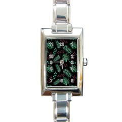 Tropical Leaves Pattern Rectangle Italian Charm Watch by Vaneshart