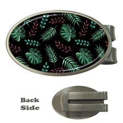 Tropical Leaves Pattern Money Clips (oval)  by Vaneshart