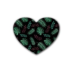 Tropical Leaves Pattern Heart Coaster (4 Pack)  by Vaneshart