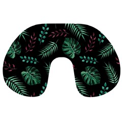 Tropical Leaves Pattern Travel Neck Pillow by Vaneshart