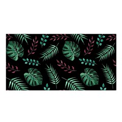 Tropical Leaves Pattern Satin Shawl by Vaneshart