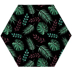 Tropical Leaves Pattern Wooden Puzzle Hexagon