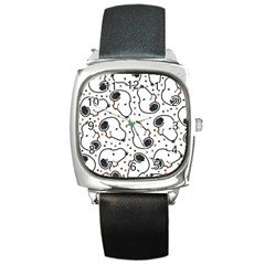 Dog Pattern Square Metal Watch by Vaneshart