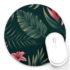 Tropical Flowers Pattern Tekstura Fon Background Pattern Round Mousepads by Vaneshart