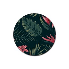 Tropical Flowers Pattern Tekstura Fon Background Pattern Rubber Coaster (round)  by Vaneshart