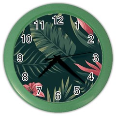 Tropical Flowers Pattern Tekstura Fon Background Pattern Color Wall Clock by Vaneshart