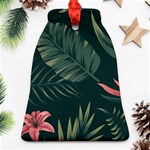 Tropical Flowers Pattern Tekstura Fon Background Pattern Bell Ornament (Two Sides) Front