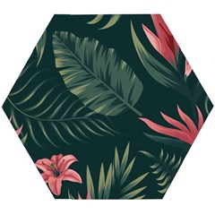 Tropical Flowers Pattern Tekstura Fon Background Pattern Wooden Puzzle Hexagon by Vaneshart