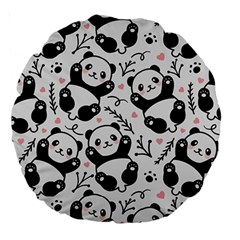 Panda Pattern Large 18  Premium Round Cushions by Vaneshart