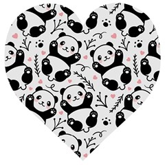 Panda Pattern Wooden Puzzle Heart by Vaneshart