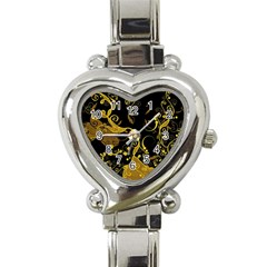 Floral Pattern Background Heart Italian Charm Watch by Vaneshart