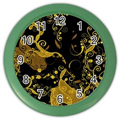 Floral Pattern Background Color Wall Clock by Vaneshart