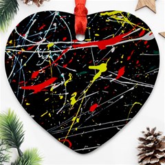 Random Paint Splats Background Heart Ornament (two Sides) by Vaneshart