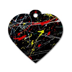 Random Paint Splats Background Dog Tag Heart (one Side) by Vaneshart