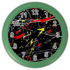 Random Paint Splats Background Color Wall Clock by Vaneshart