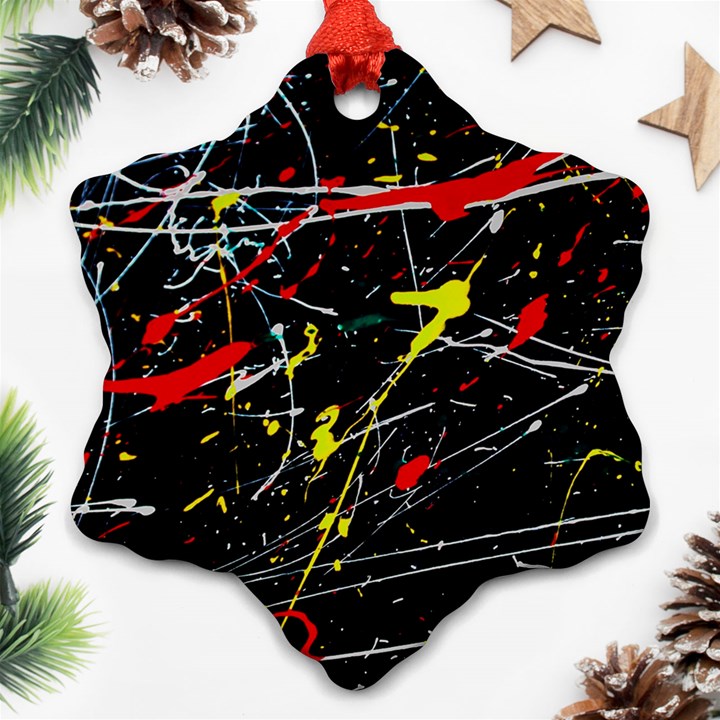 Random Paint Splats Background Ornament (Snowflake)