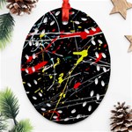 Random Paint Splats Background Ornament (Oval Filigree) Front