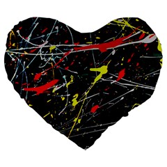 Random Paint Splats Background Large 19  Premium Flano Heart Shape Cushions by Vaneshart