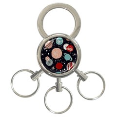 Space Galaxy Pattern 3-Ring Key Chain