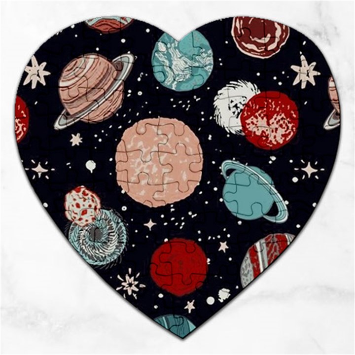 Space Galaxy Pattern Jigsaw Puzzle (Heart)