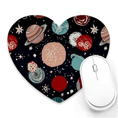 Space Galaxy Pattern Heart Mousepads