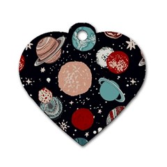 Space Galaxy Pattern Dog Tag Heart (One Side)