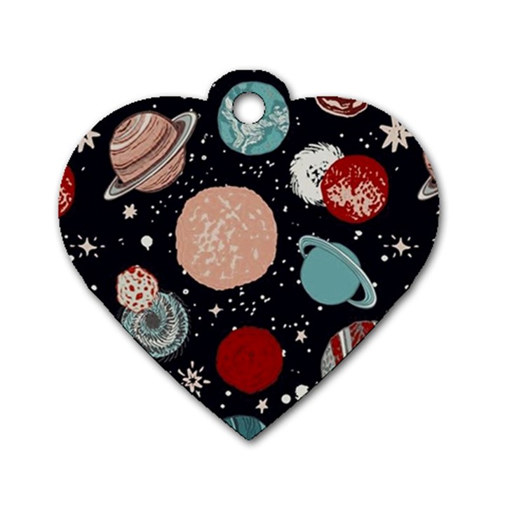 Space Galaxy Pattern Dog Tag Heart (One Side)