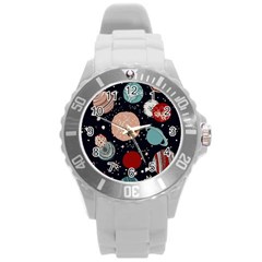 Space Galaxy Pattern Round Plastic Sport Watch (L)